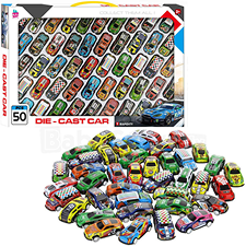 50PCS Friction Powered Toy Cars – Diecast Back-and-Go Set