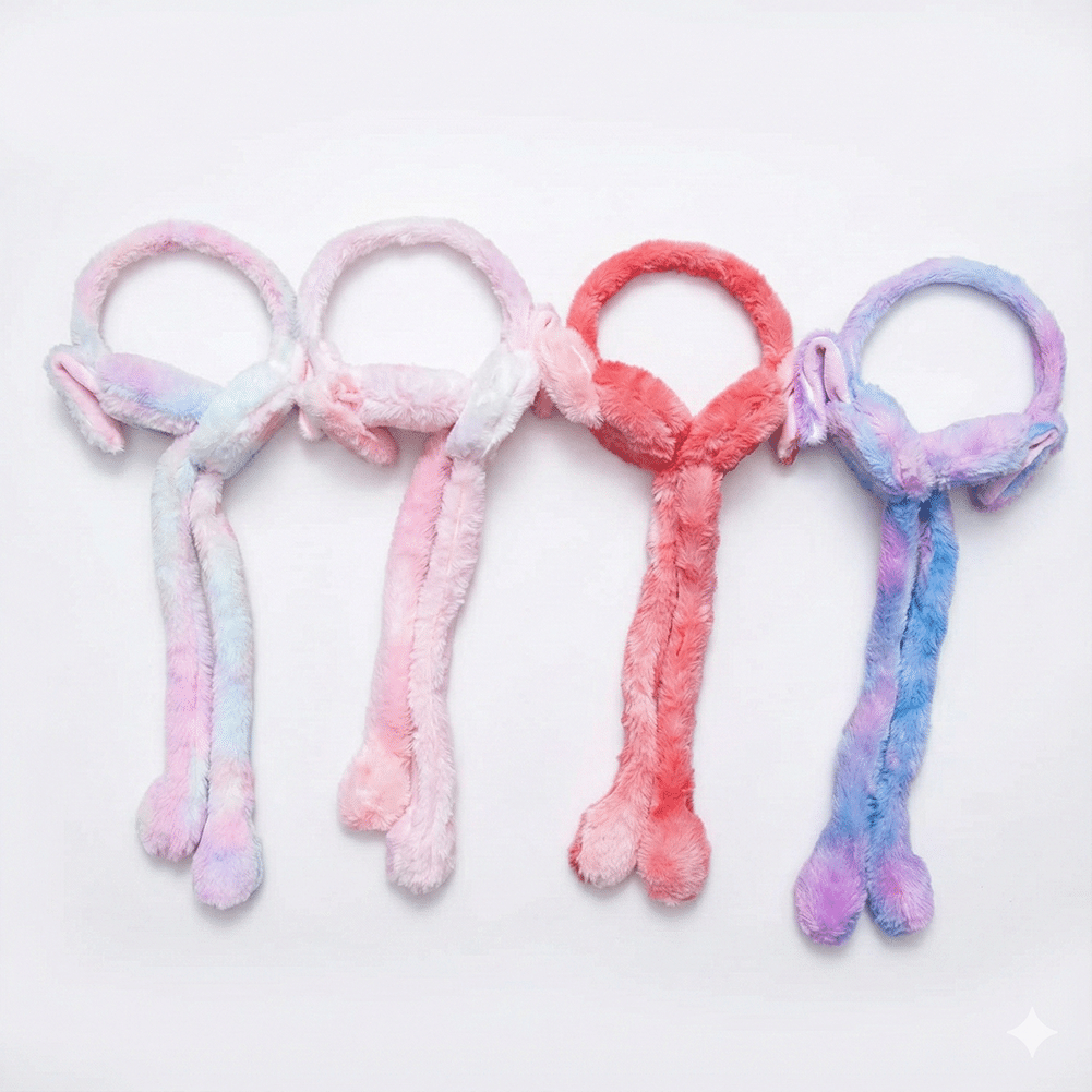 Cute Fluffy Bunny Ear Muffs [Multi – Colors]