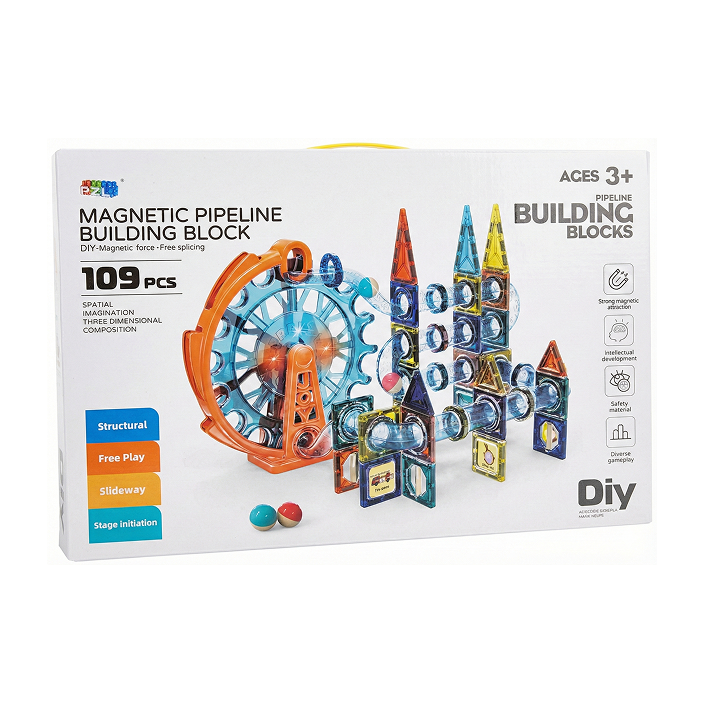 Magnetic Pipeline Building Blocks – 109 PCS | DIY Creative Construction Toy for Kids (3+)