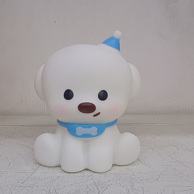 Adorable Sitting Puppy Night Light with Party Hat and Bone Collar