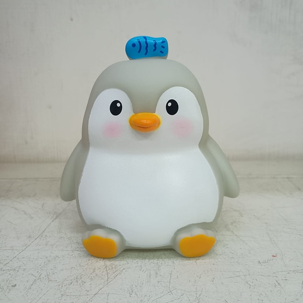 Charming Penguin Night Light with Blue Fish Accessory
