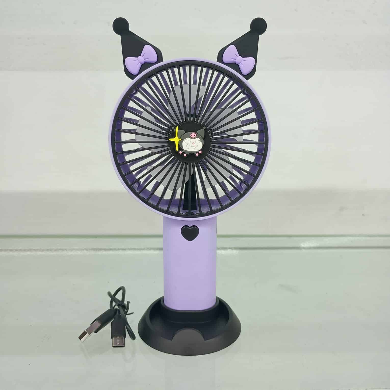 Kuromi-Themed Portable Rechargeable Handheld & Desktop Fan
