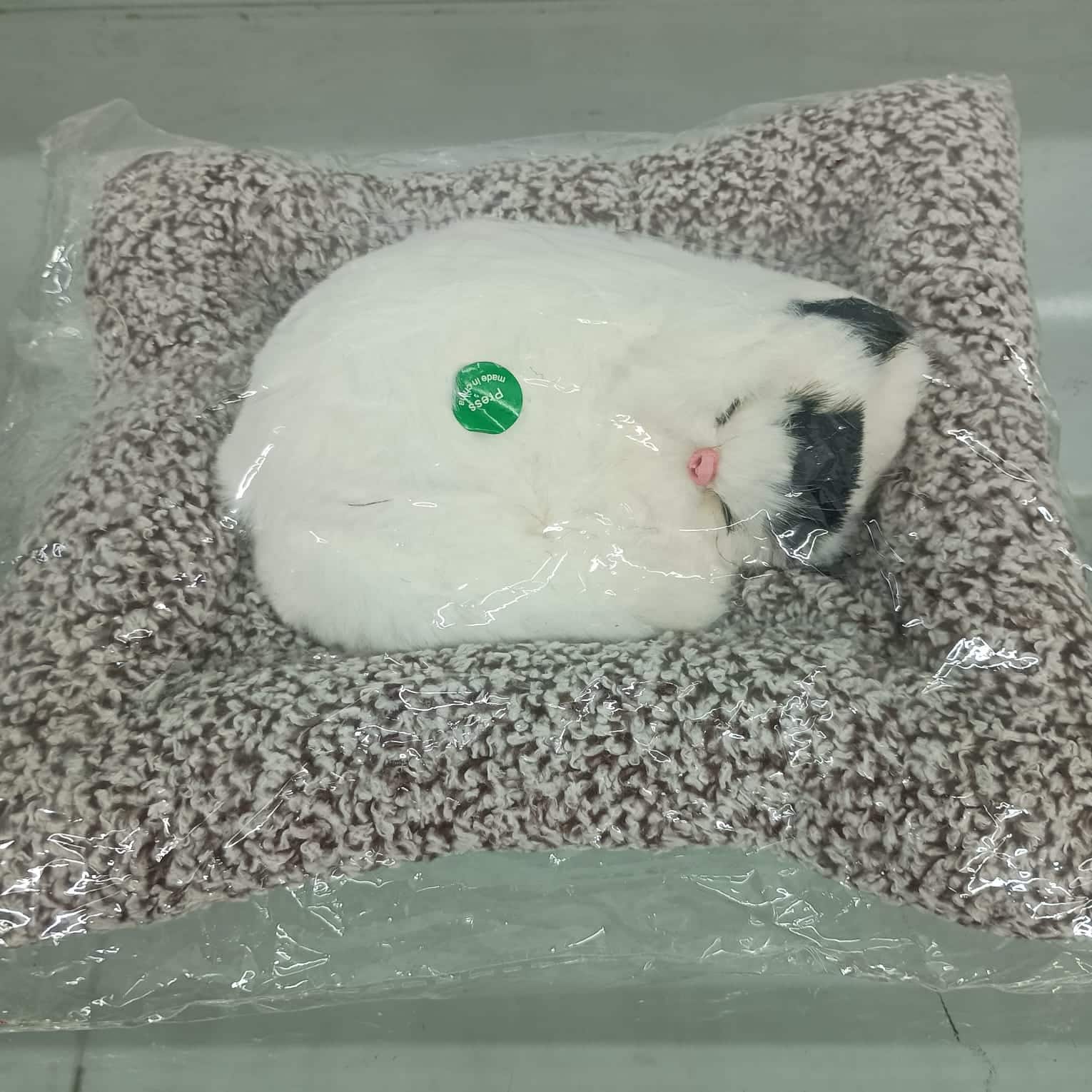 Big Sleeping Cat Plush Toy with Sherpa Cushion