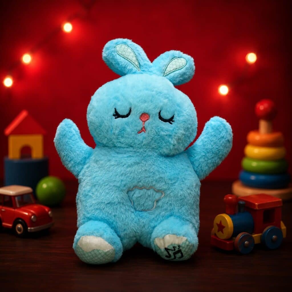 Plush Breathing Blue Rabbit Toy with Soothing Rhythmic Motion
