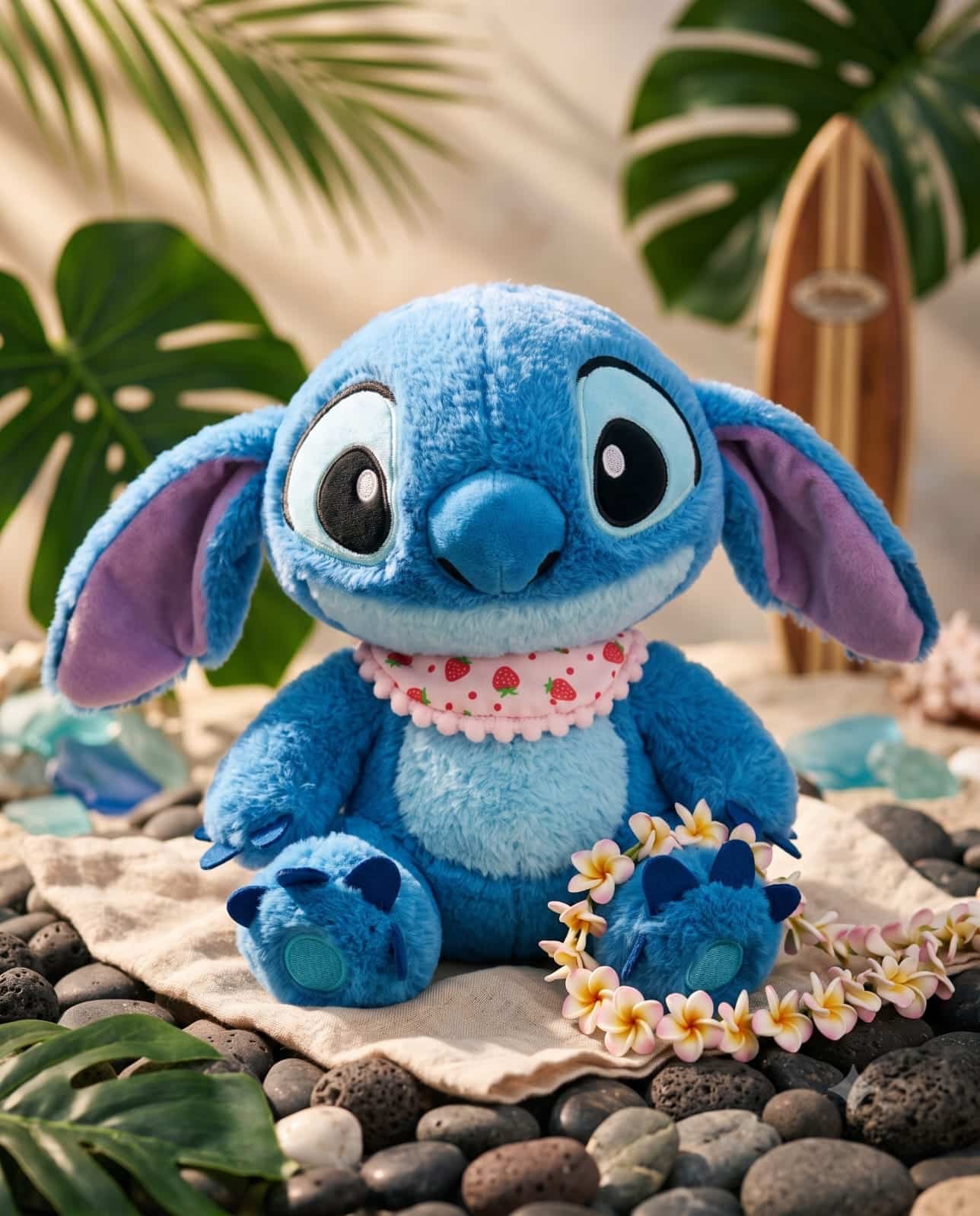 Fluffy Musical & Talking Blue Stitch Stuffed Toy